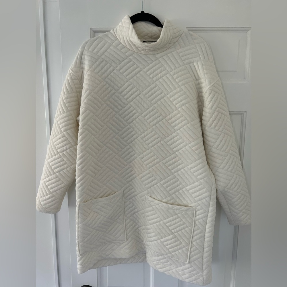 Zara Ivory Mock Neck Winter Dress